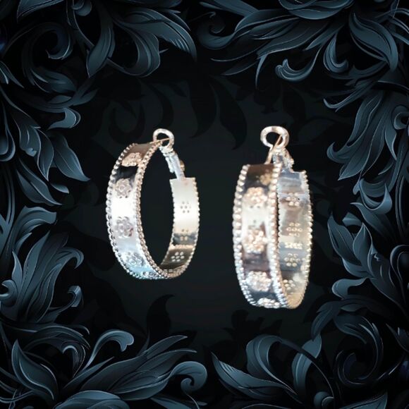 Elegant Silver Hoop Earrings - Picture 1 of 11